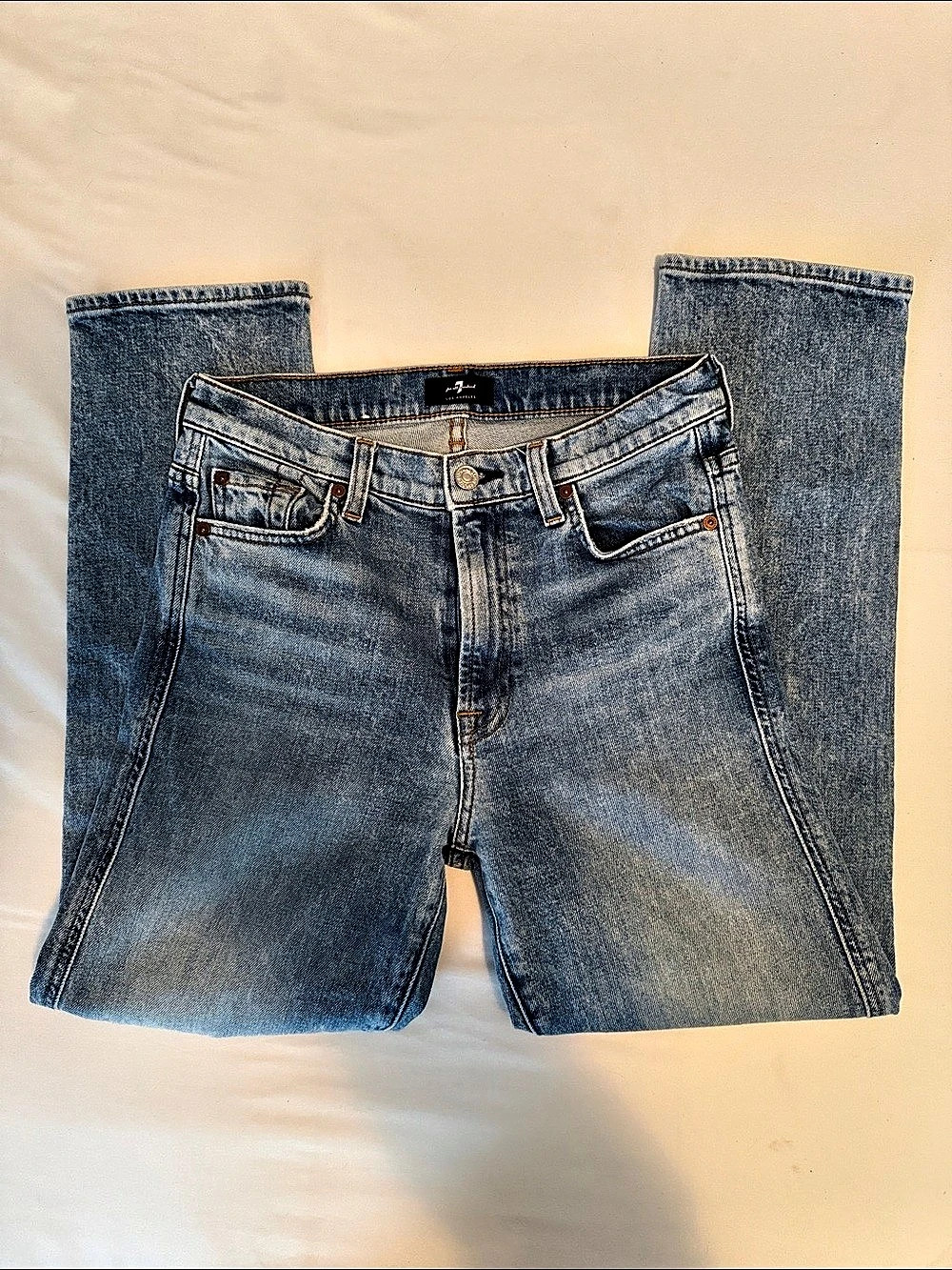7 For All Mankind High Waist Cropped Straight Legged Jeans